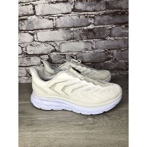 HOKA Project Clifton Blanc de Blanc Lunar White Mesh Center Zip Gym Women 40EU/9